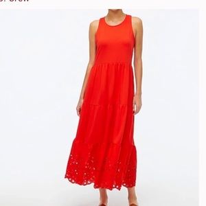 J.Crew dress w/ eyelet trim |Tiered dress (orange)